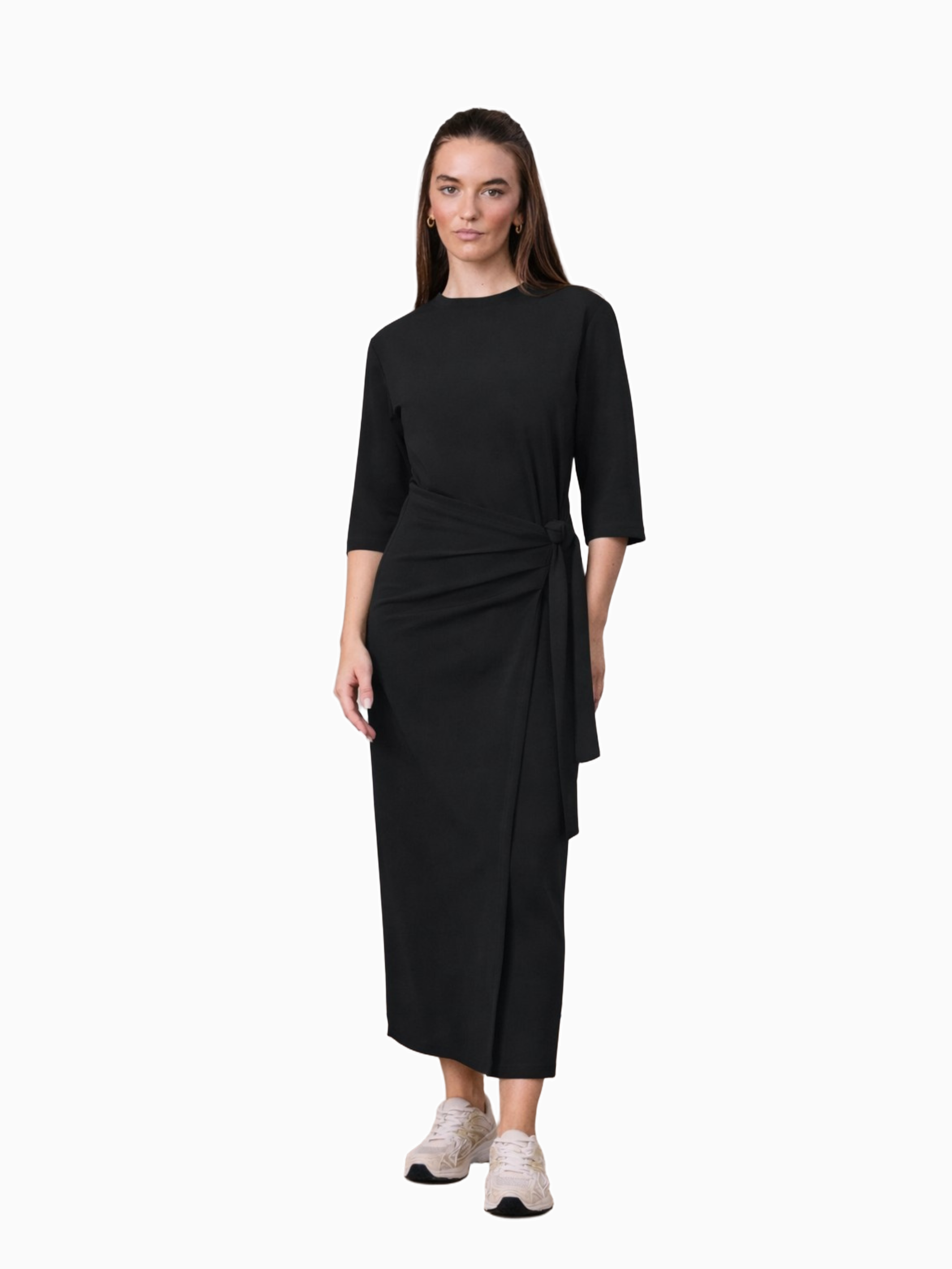 Black Side Tie T-Shirt Dress Casual Relaxed Fit New Arrival SS26-0